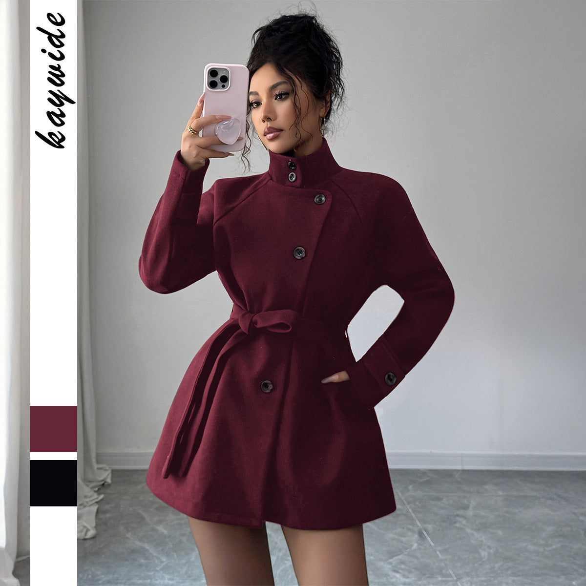 Chaqueta cortavientos informal de manga larga con botones de color liso para mujer