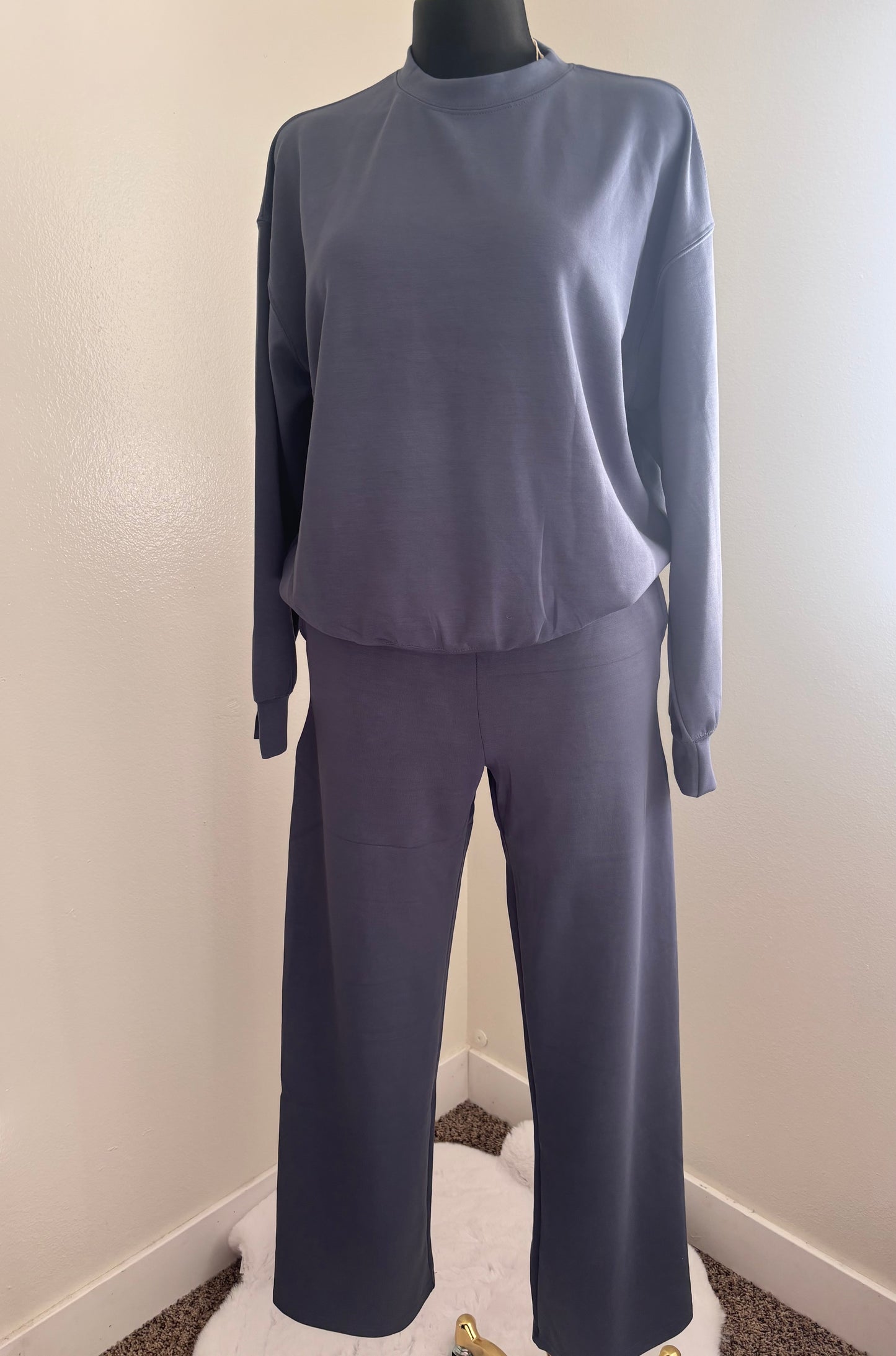 Luxe Knit Lounge Set - Denim Blue and Fossil