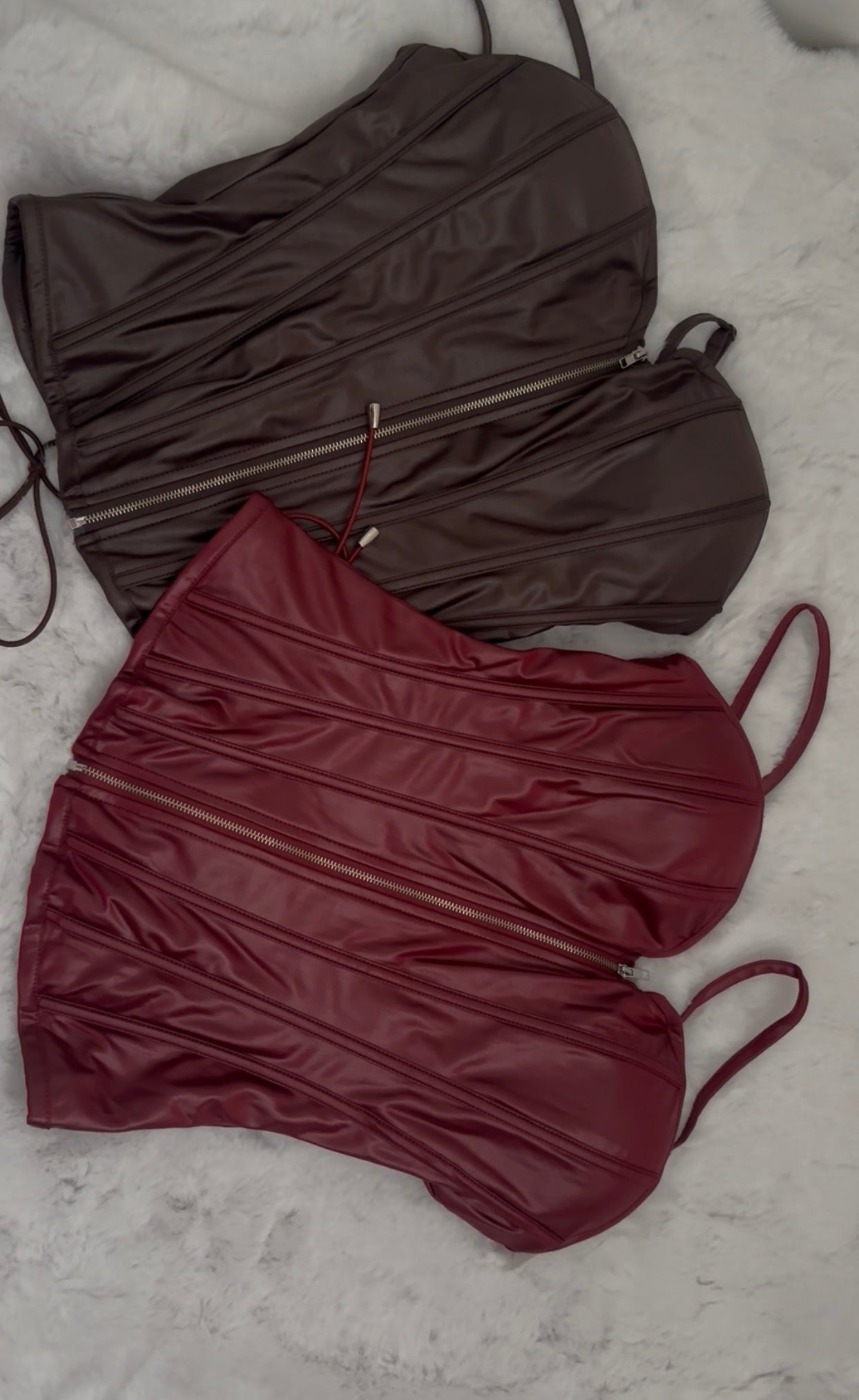 Zipper Front Closure Boning Corset Top